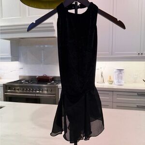 Black velvet and chiffon youth skating dress